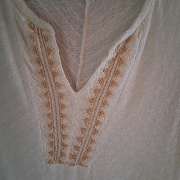 Aventura Cream Long Sleeve Embroidered Organic Cotton Blend Tee - Picture 5 of 12